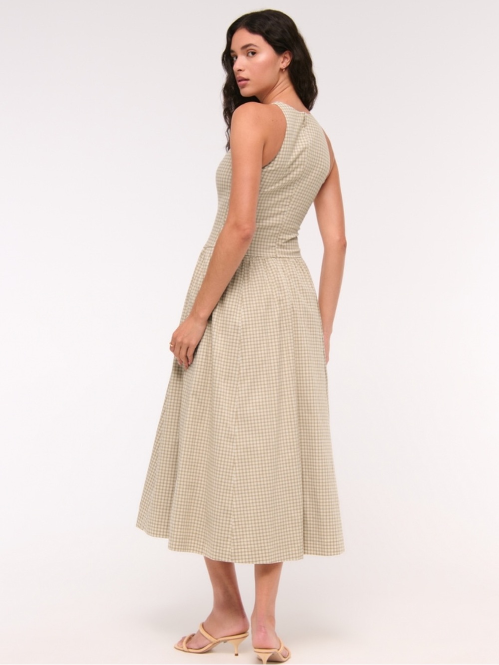 high neck drop waist midi dress - Picture 4 of 5